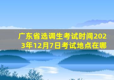 广东省选调生考试时间2023年12月7日考试地点在哪