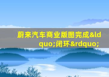 蔚来汽车商业版图完成“闭环”